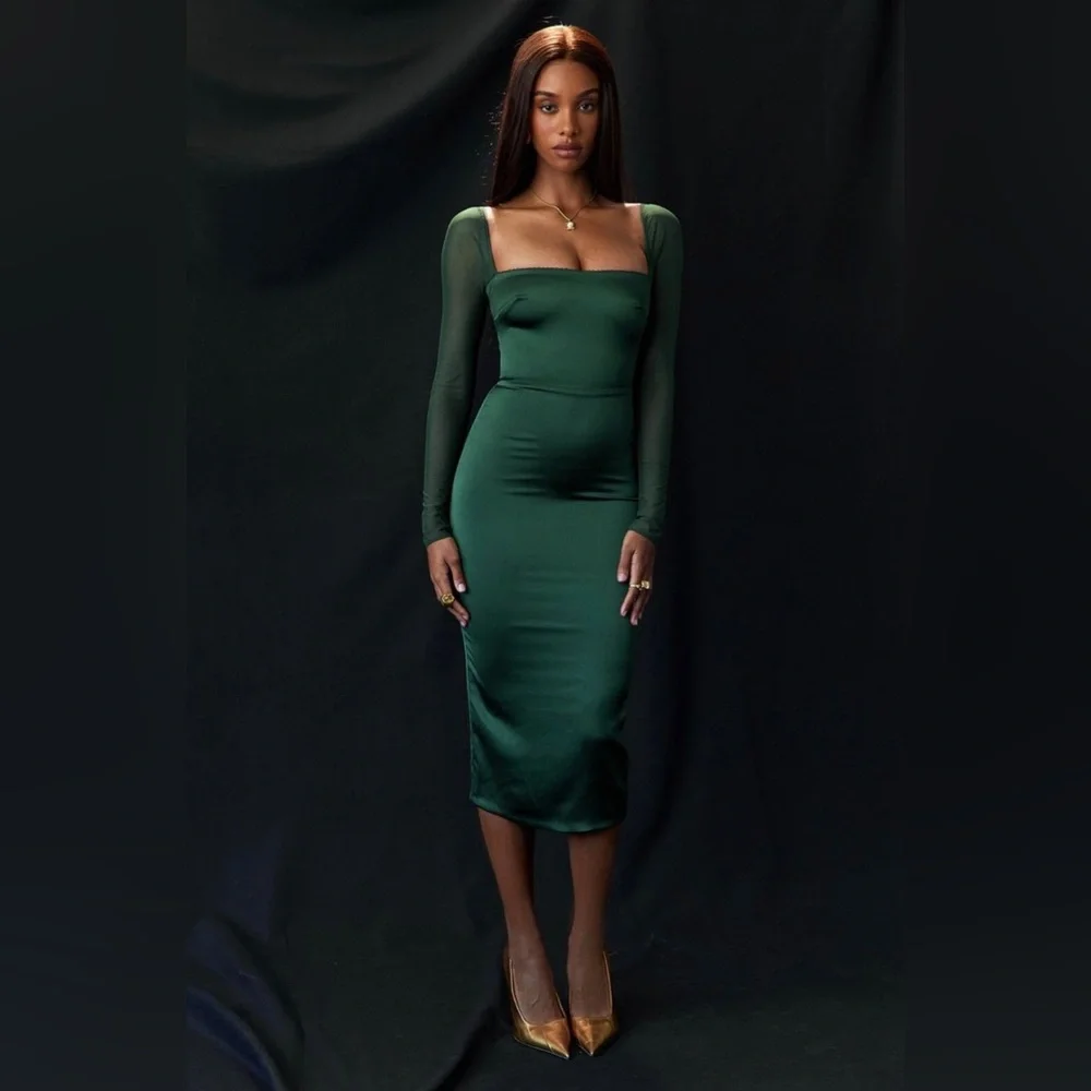 'Ellica' Emerald Green Midi Dress 'Ellica' Emerald Green Midi Dress